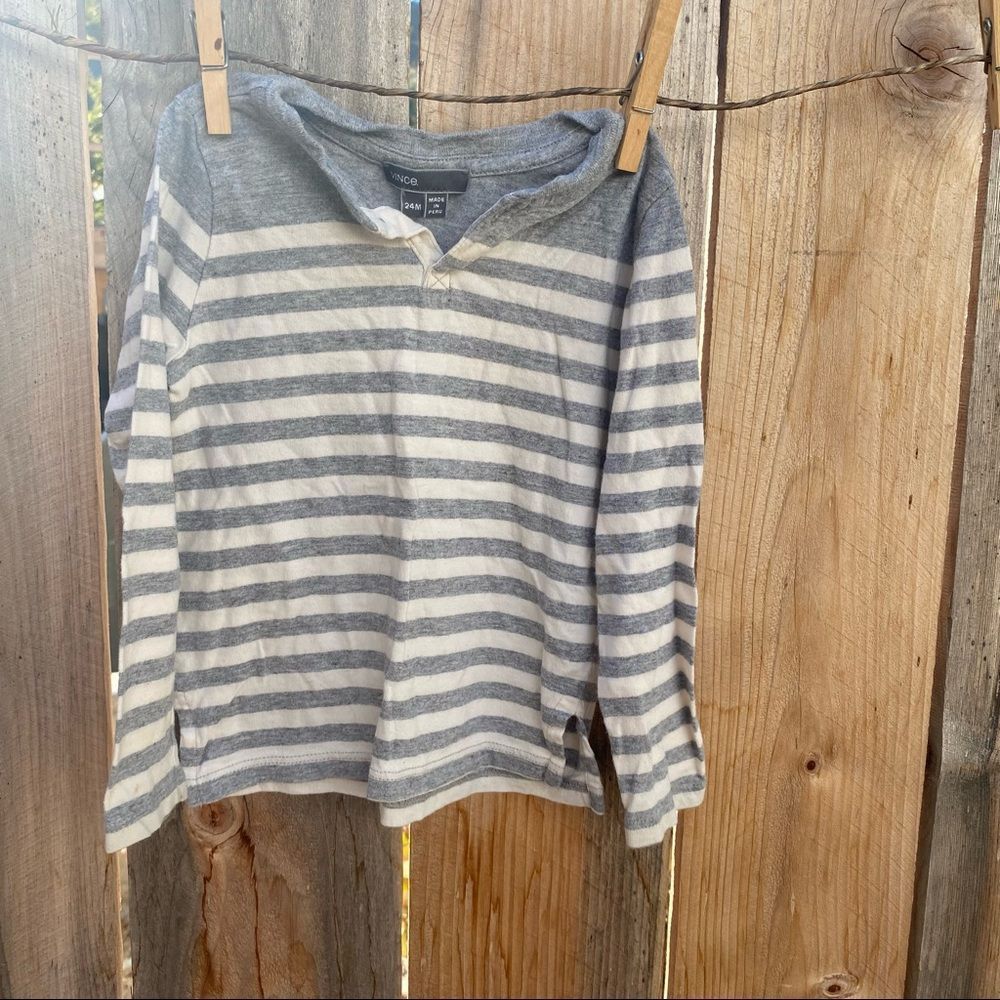 Vince baby long sleeve gray striped shirt size 12 months